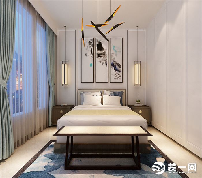 220平米别墅新中式风格卧室装修效果图