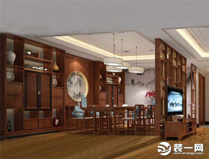 200平别墅新中式风格餐厅装修效果图