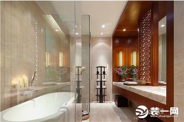新中式别墅装修样板间 洗手间