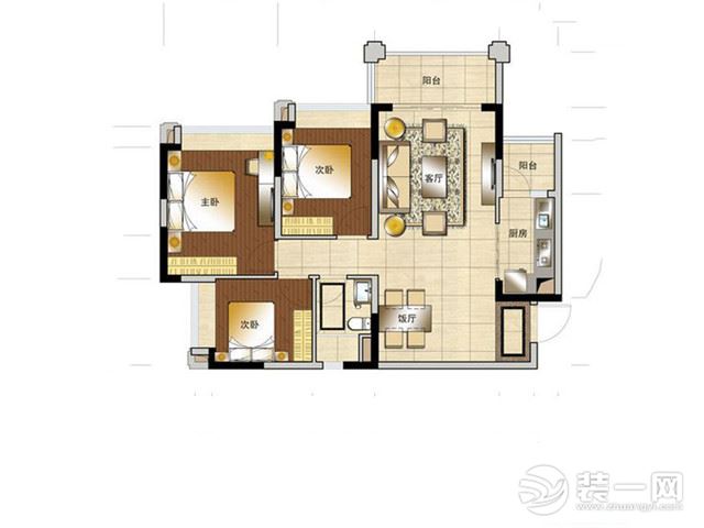 89平三居室中式风格装修实景图