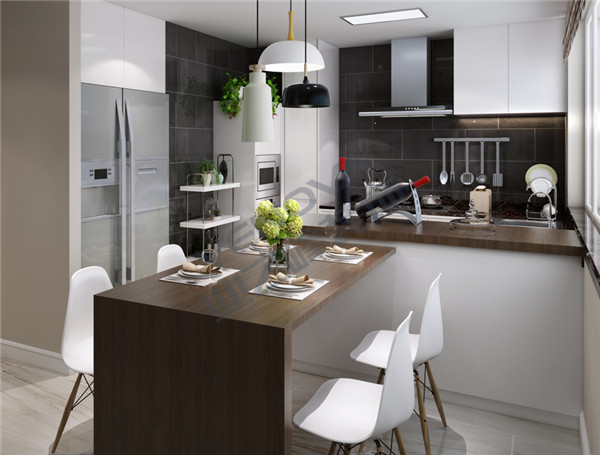 万象新天两居室现代简约装修效果图 厨房餐厅