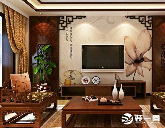 新中式电视背景墙装修效果图