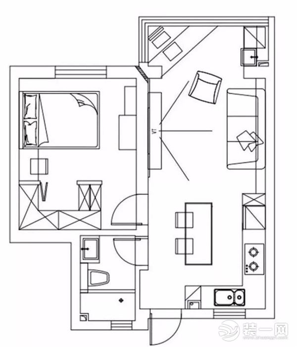 小户型单身公寓装修 黑白灰装修效果图