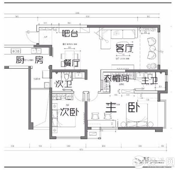 欧式婚房装修后 室内户型图