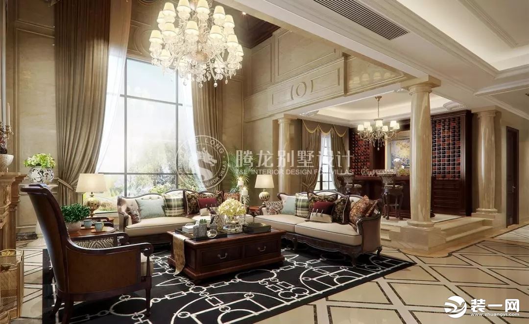 上海腾龙设计 独栋别墅装修案例 客厅装修效果图