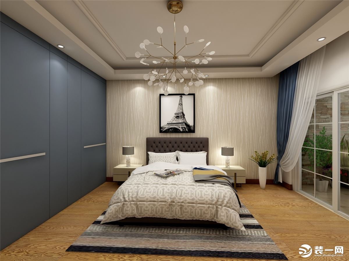 北京业之峰装修公司 170平米装修效果图 现代简欧风格装修效果图 卧室