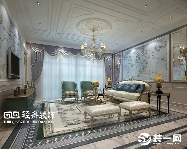 北京装修公司 165平米装修效果图 浪漫法式风格 客厅