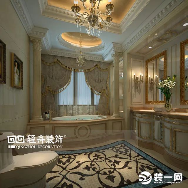北京装修公司 165平米装修效果图 浪漫法式风格 洗浴间