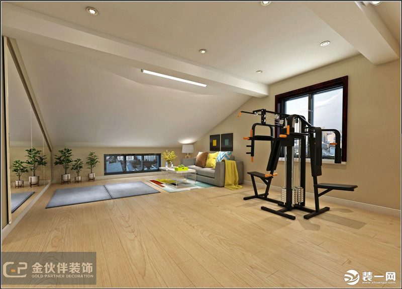 苏州金伙伴装修公司新中式别墅装修设计效果图 健身室