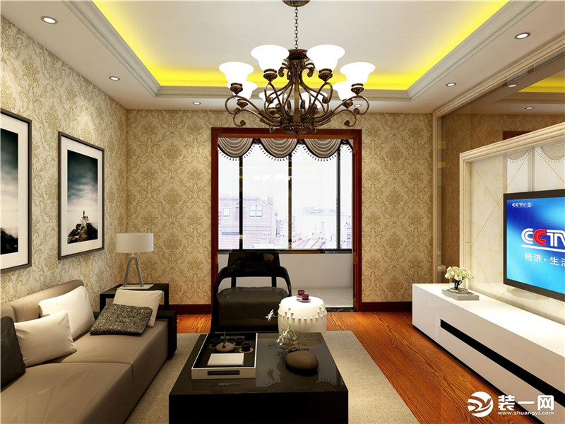 上海装修公司 116平米简美风格装修效果图 客厅