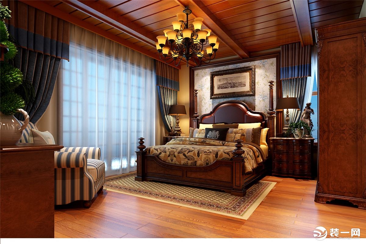 美式风格500平别墅装修效果图 卧室