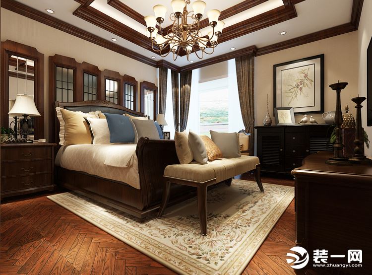 美式风格500平别墅装修效果图 卧室