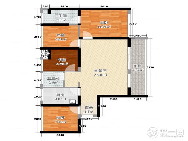 鸿荣源壹成中心花园四居室大户型欧式风案例