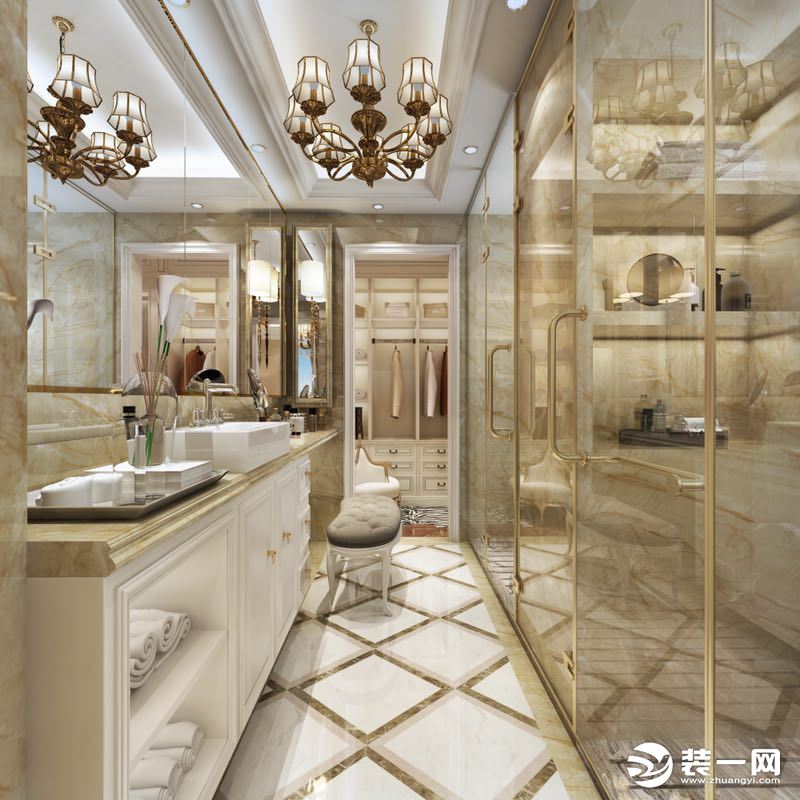 北京装修公司 90平旧房改造欧式风格洗手间装修效果图
