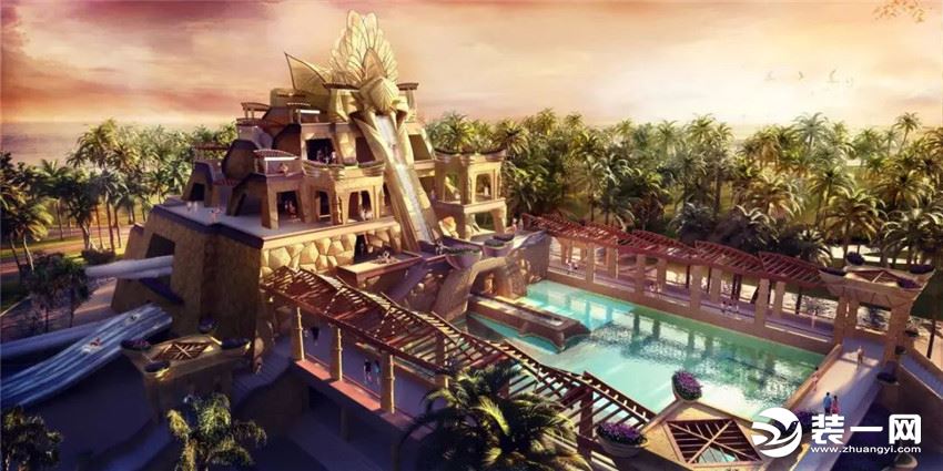 迪拜棕榈岛亚特兰蒂斯度假酒店主题水上乐园装修