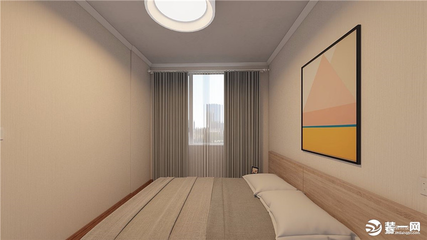 北京恒大滨河左岸B2户型卧室现代简约风格装修效果图
