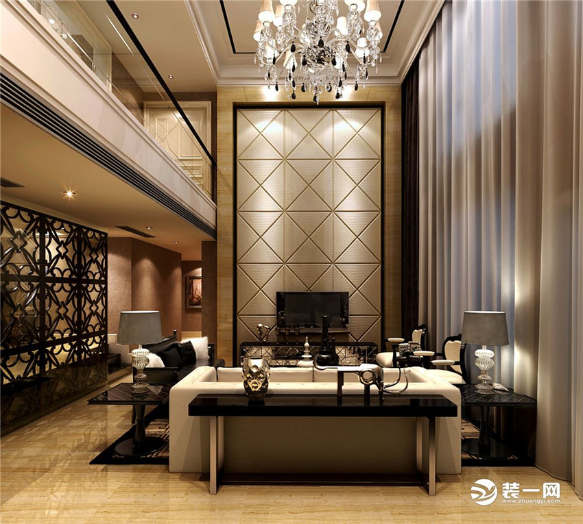 翡翠城现代别墅客厅室内设计效果图