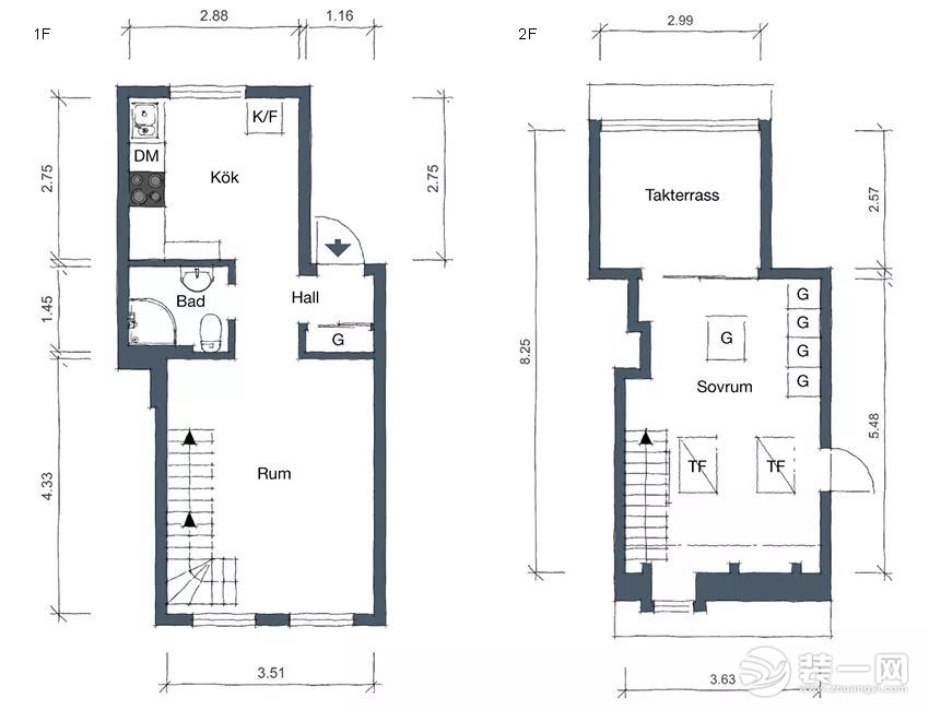 50平北欧风loft公寓平面布置图