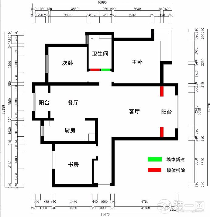 135平米三室两厅装修效果图户型图