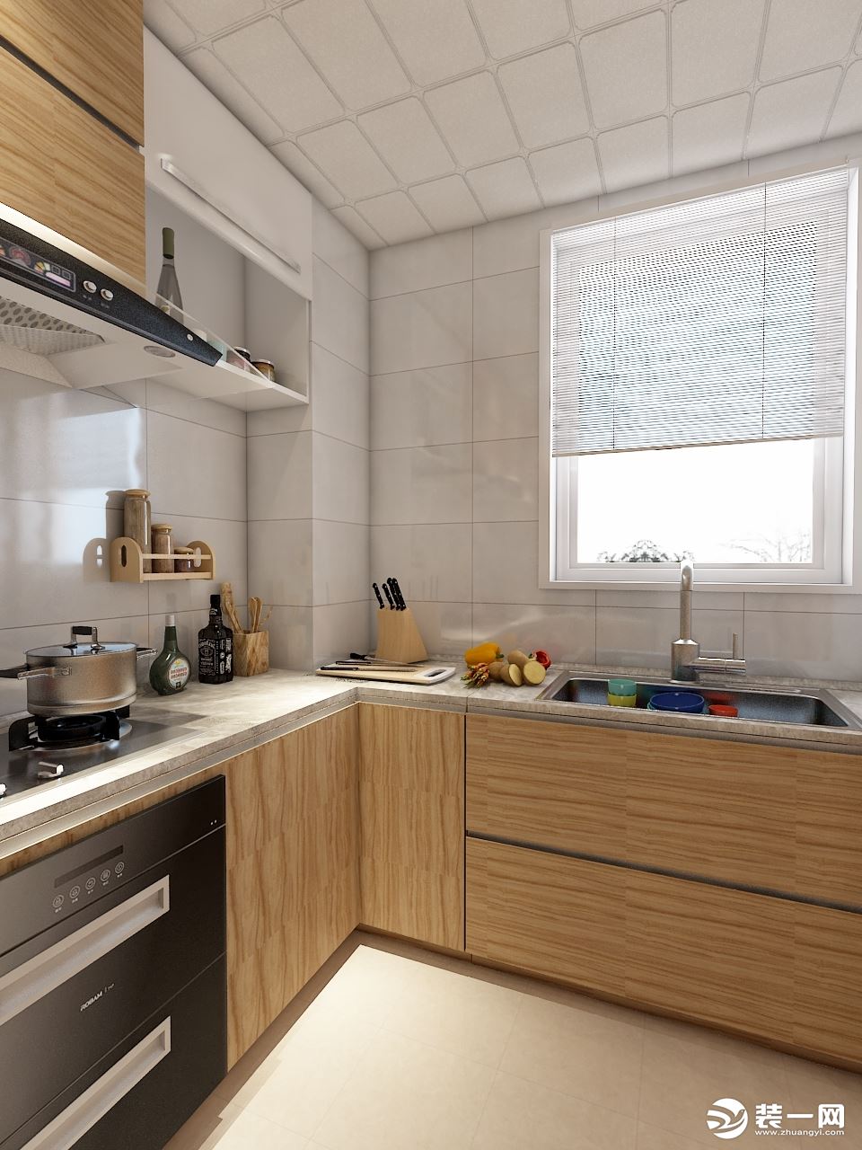 117平三居室现代简约厨房装修效果图