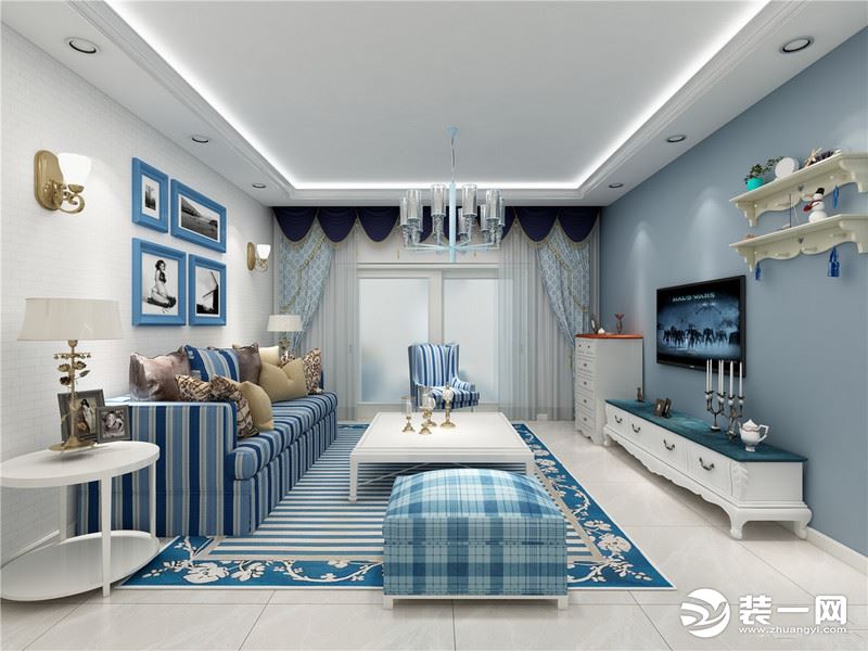 地中海风格三居室客厅装修效果图