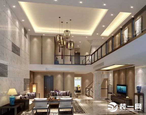 新中式风格别墅客厅装修效果图