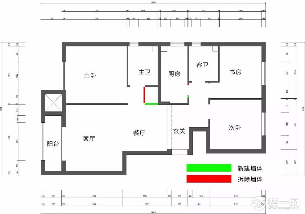  天津装修公司美式风格装修拆改示意图