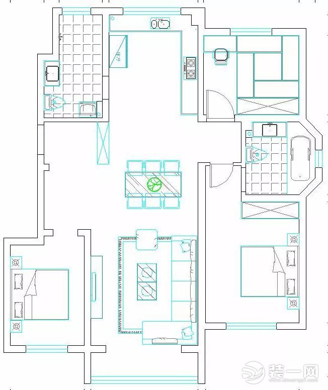 沈阳百家装饰现代风格房屋平面布置图