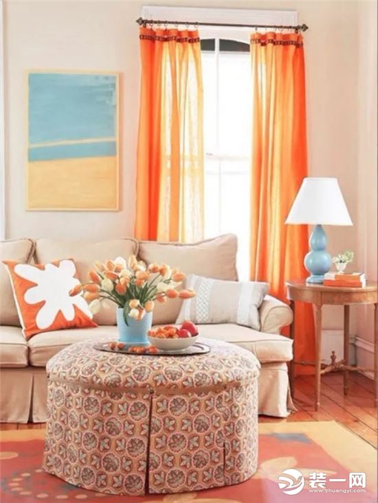 橙色沙发背景墙效果图