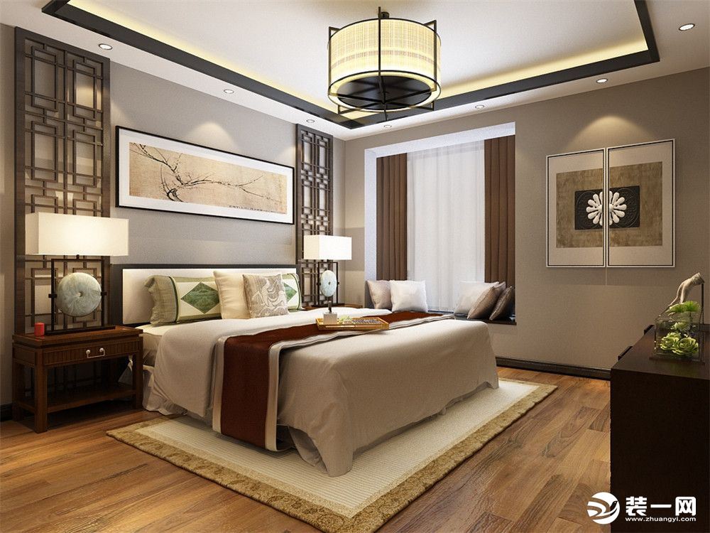 新中式风格卧室软装搭配图片