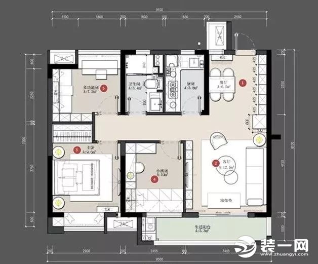 简约风格小户型三居室户型图