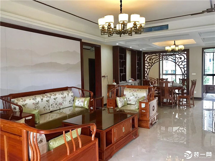 130平米家装新中式风格客餐厅装修图片