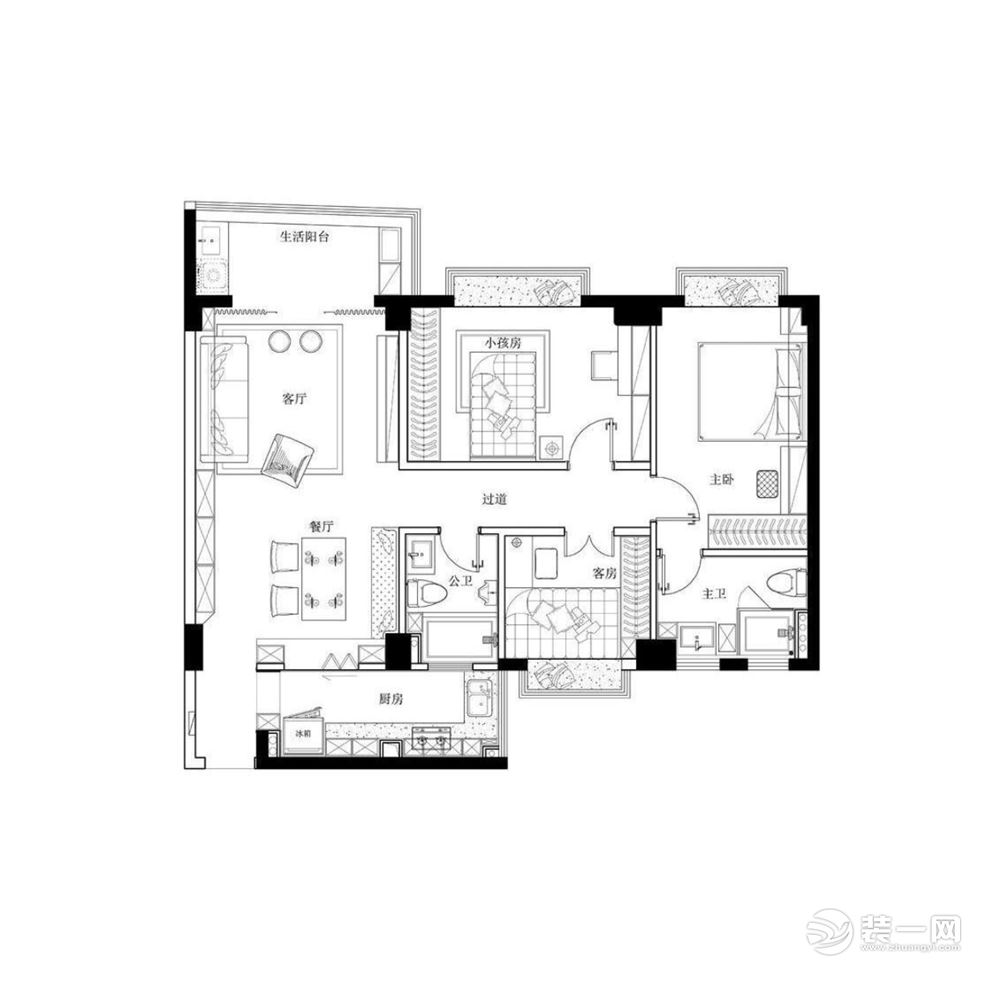 北欧风格装修户型效果图