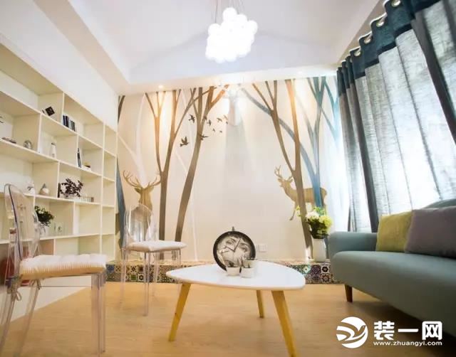 现代韩式风格三居室书房装修效果图