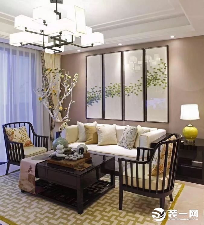 新中式大户型套房客厅装修效果图
