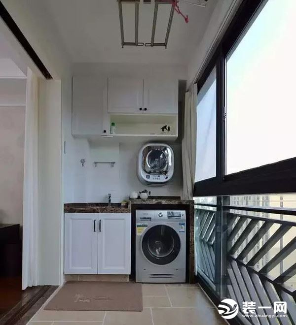 洗衣机装修位置——阳台效果图