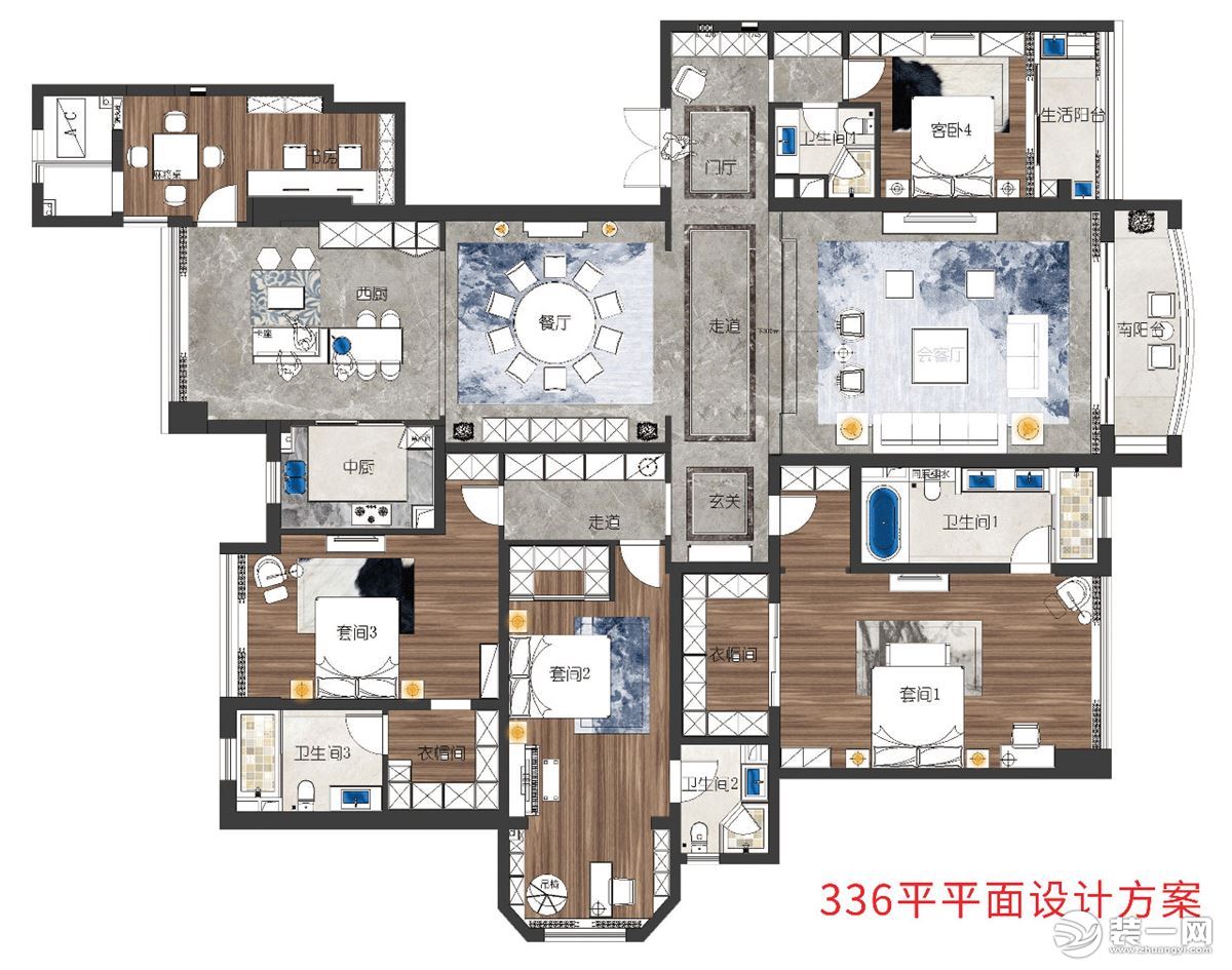 雅居乐滨江雅居336平户型平面结构图