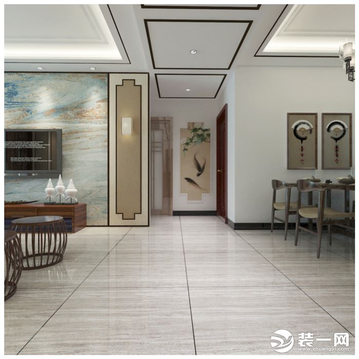 济南120平两居室新中式走廊装修效果图