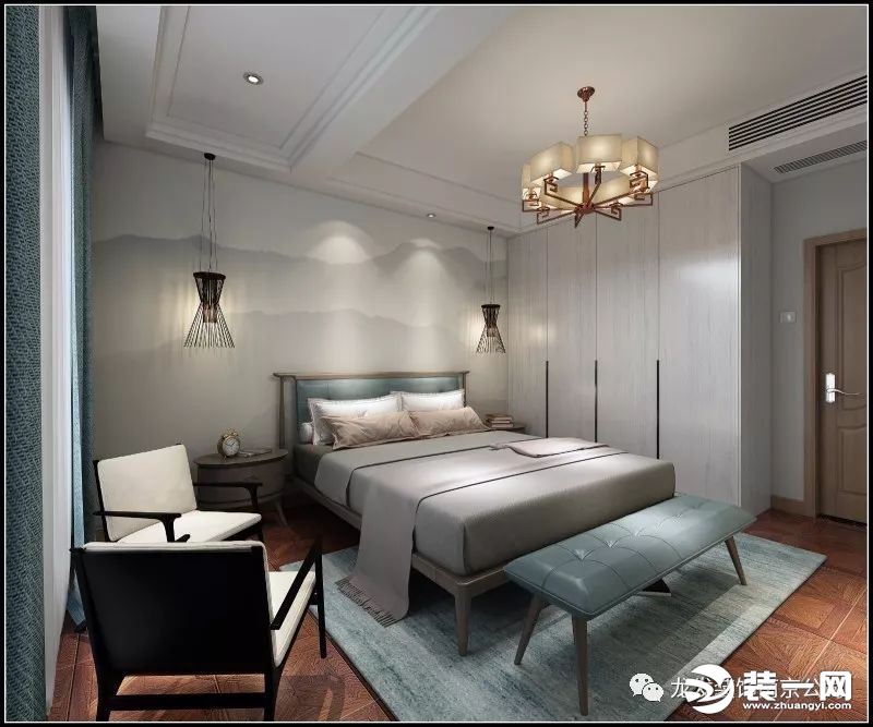 同城世家400平新中式联排别墅卧室装修效果图