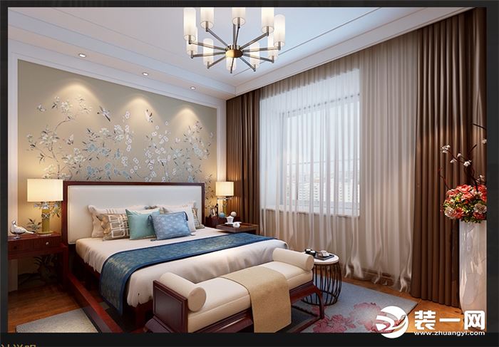 济南兰园140平米两居室卧室新中式风格装修图片