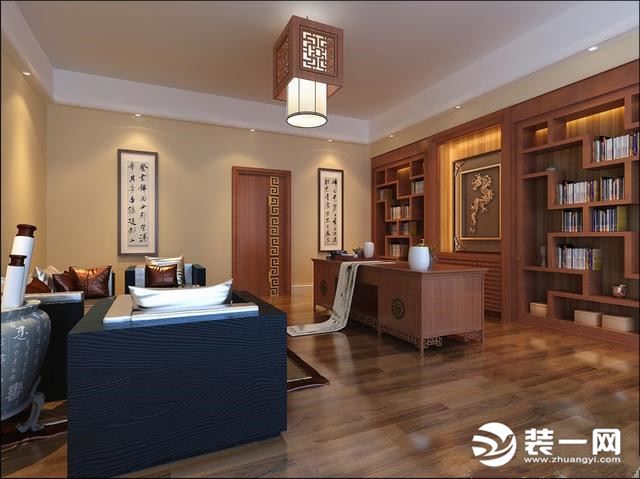 新中式书房楠木书房装修效果图