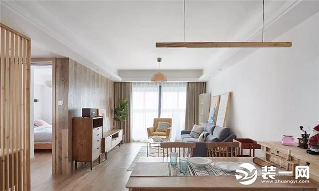 唐山中建城两居室100平米原木风格装修案例效果