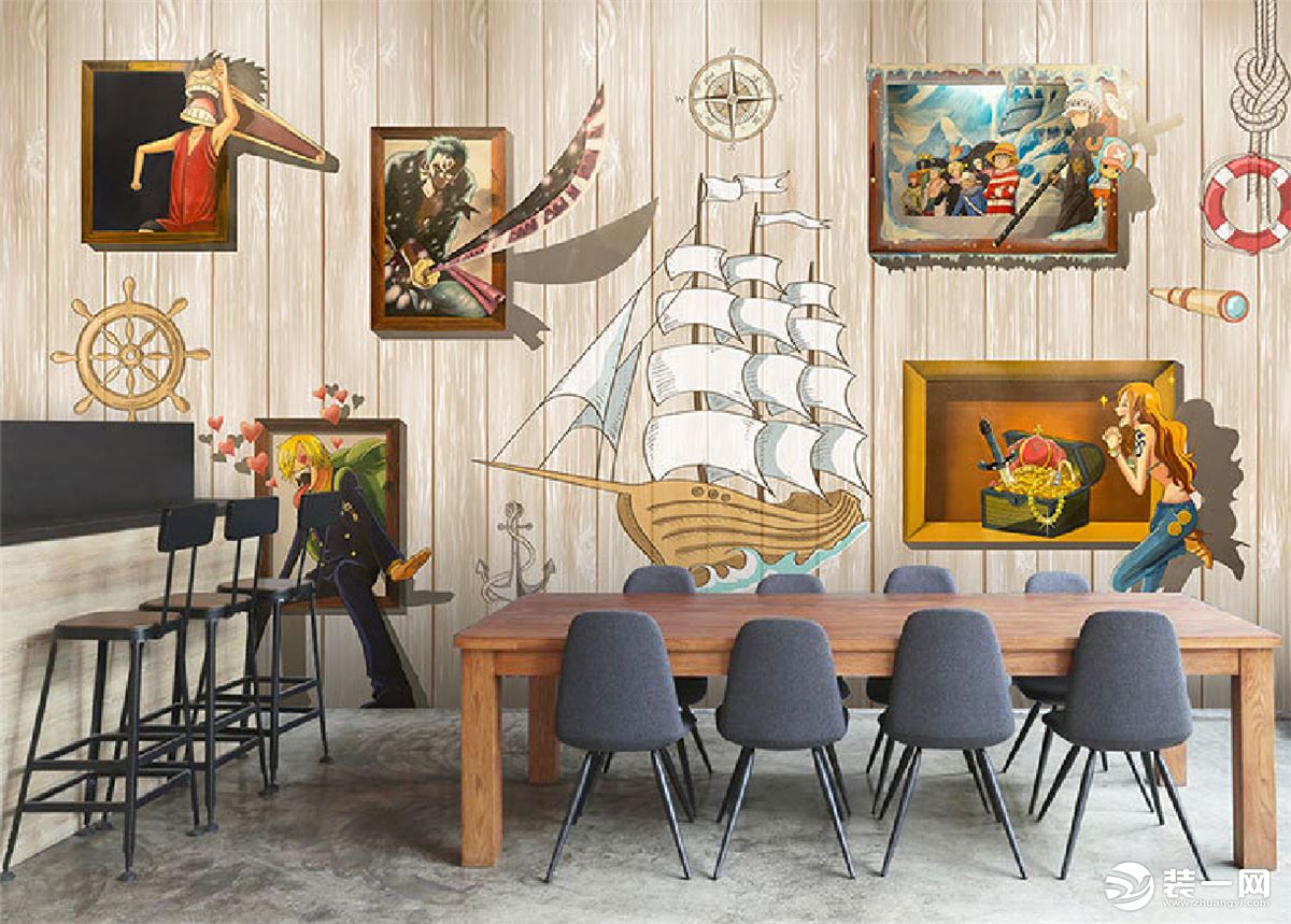 海贼王主题餐厅内部装饰