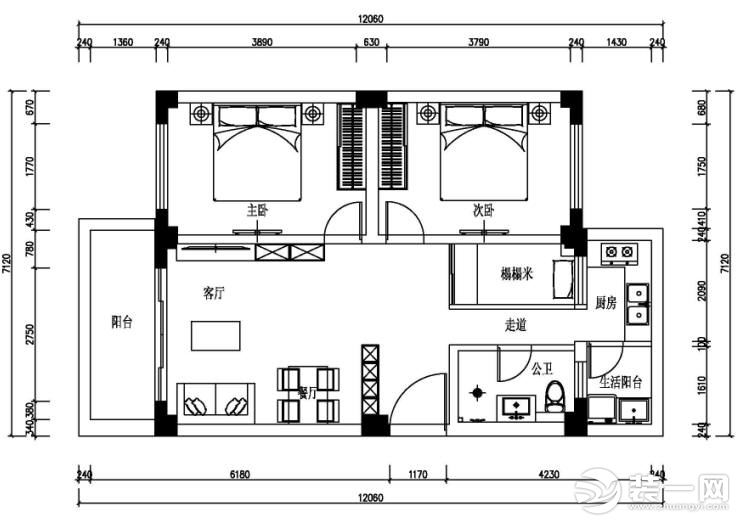 76平两室一厅二手房改造