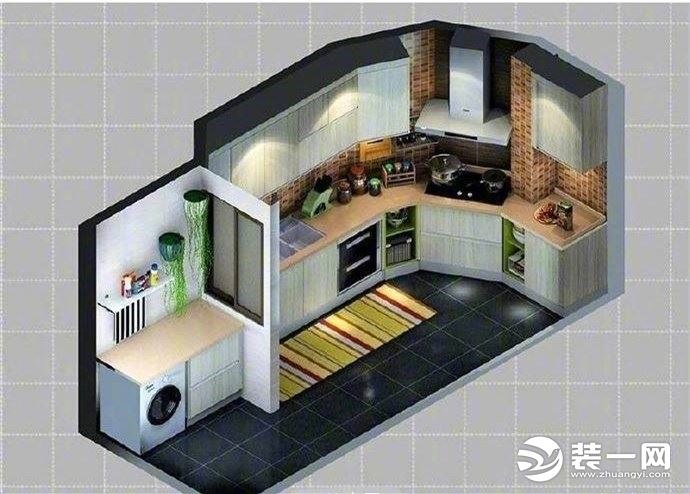 厨房装修不规则空间设计效果图