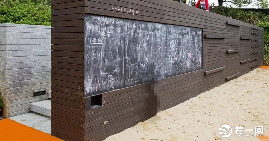 户外亲子乐园设计之攀爬墙与黑板效果图