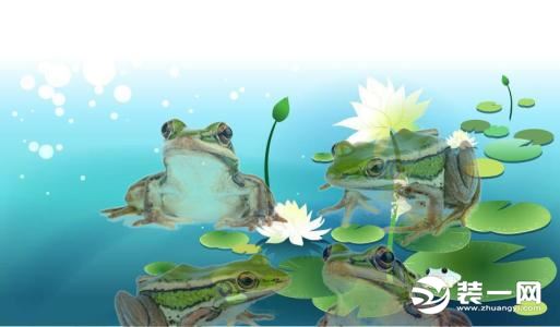 青蛙戏水客厅挂画效果图