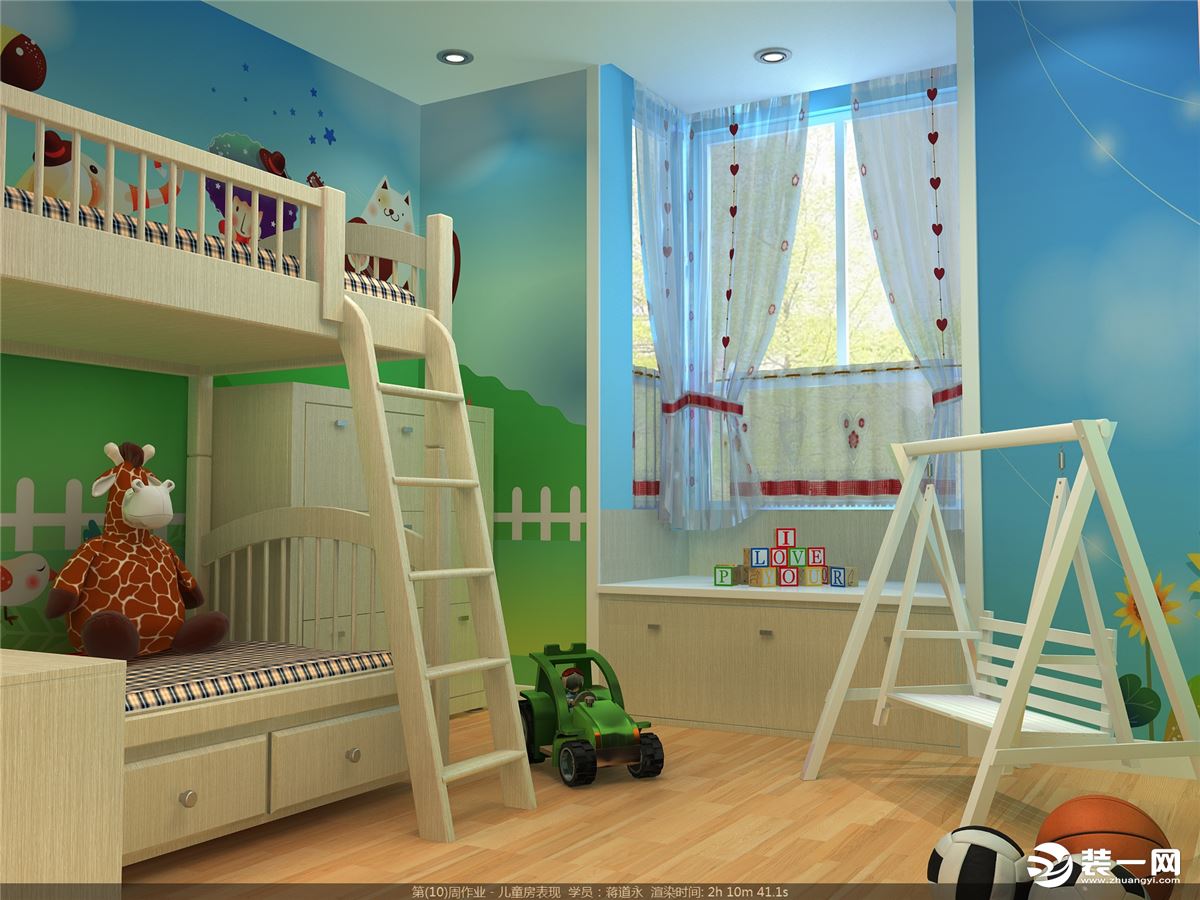 儿童房装修上下床设计图