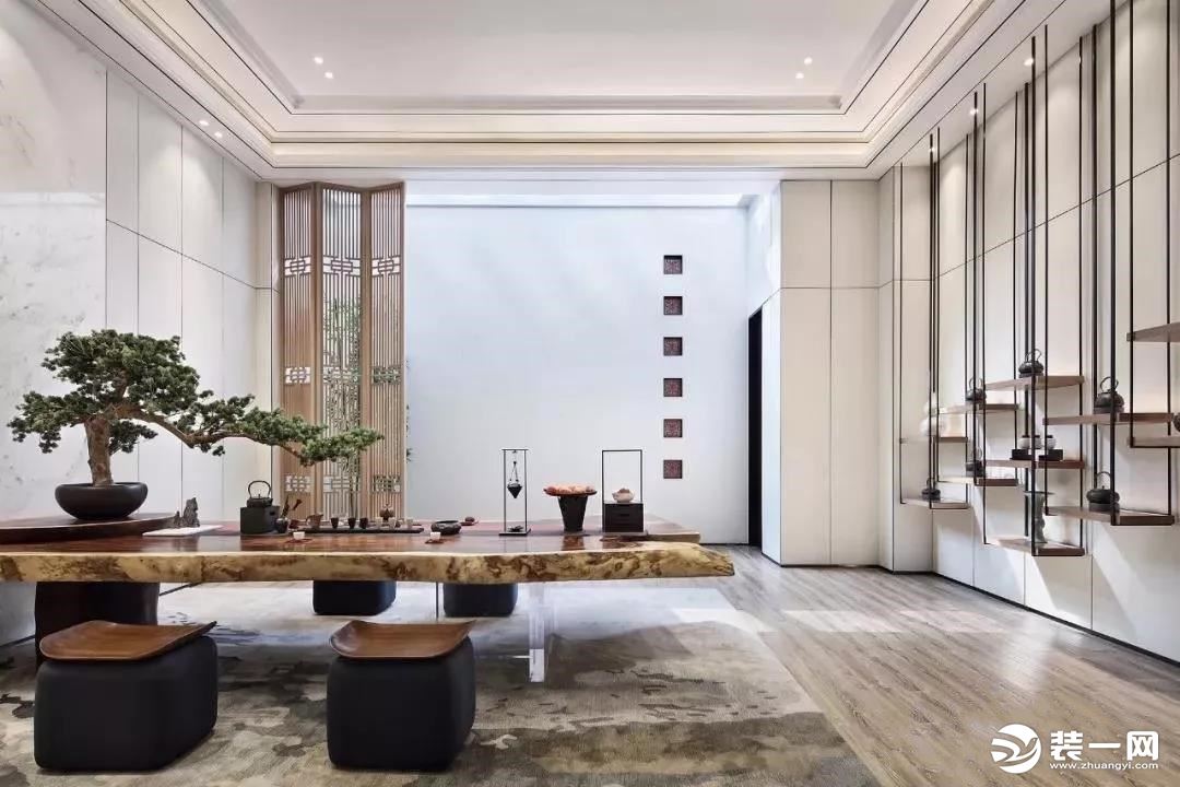 新中式风格客厅留白设计效果图