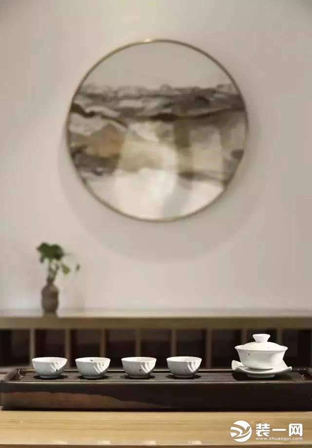 新中式装修风格茶室留白设计效果图